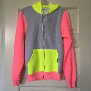 American apparel brand new neon zip up hoodie